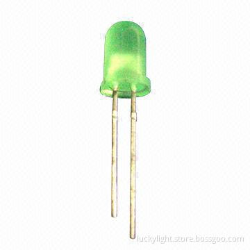 5mm Round Yellow Green LED with 565nm Wavelength, Beam Angle of 60°